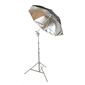 Cactus Black/Silver Reflector Collapsible Umbrella 45” C452  - demo with light stand